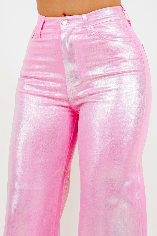 Metallic Wide Leg jean