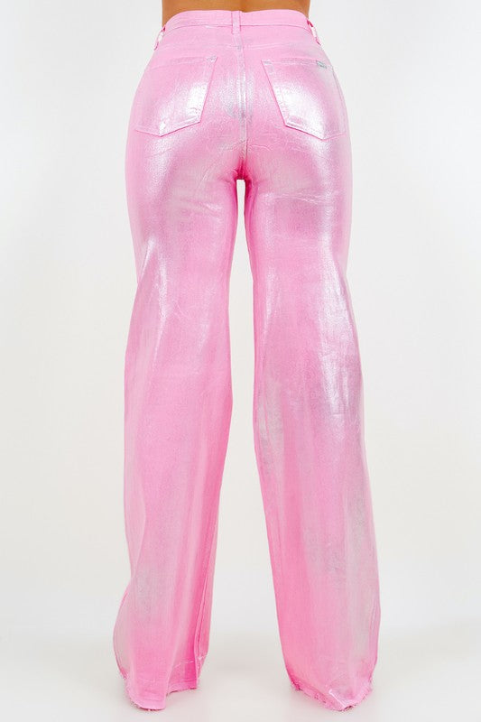 Metallic Wide Leg jean