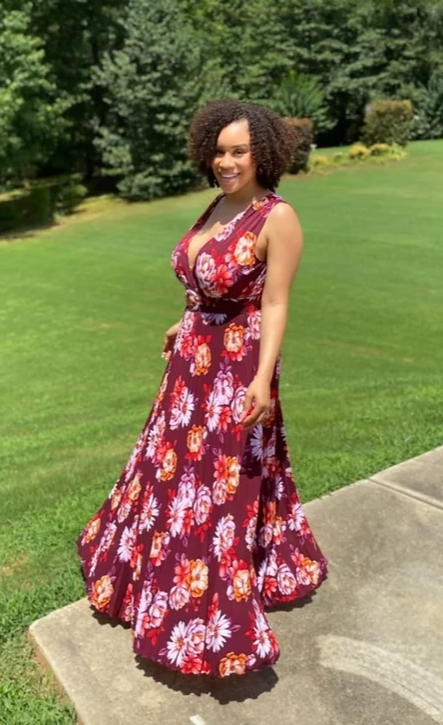 Pleated Floral Maxi Dress