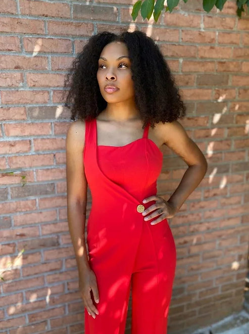 Faux Wrap Skirt Jumpsuit